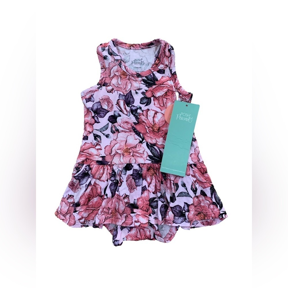 Posh Peanut NWT Size 0-3 Months Vivi Floral Racerback Twirl Bamboo Bodysuit